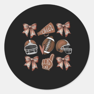 Football Coquette Bow Football Mum Game Day Women Classic Round Sticker