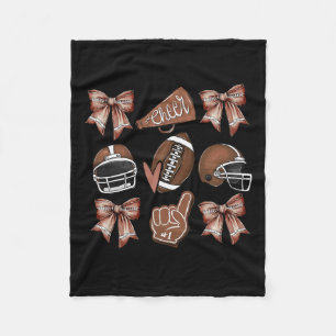 Football Coquette Bow Football Mum Game Day Women  Fleece Blanket