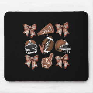 Football Coquette Bow Football Mum Game Day Women Mouse Pad