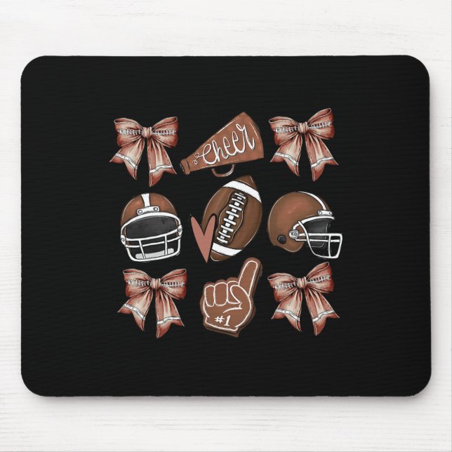 Football Coquette Bow Football Mum Game Day Women  Mouse Pad (Front)