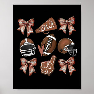 Football Coquette Bow Football Mum Game Day Women Poster