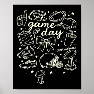 Football Coquette Bow Football Mum Game Day Women Poster