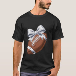 Football Coquette Bow Football Mum Game Day Women  T-Shirt