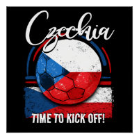 Football Czechia Flag, Retro Vintage