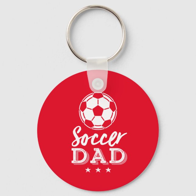 Football Dad Proud Father of Soccer Player Kid Key Ring (Front)