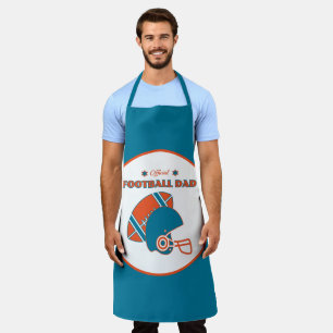 Football dad sports lovers orange blue vintage apron