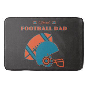 Football dad sports lovers orange blue vintage bath mat