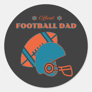 Football dad sports lovers orange blue vintage classic round sticker