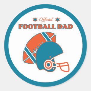 Football dad sports lovers orange blue vintage  classic round sticker