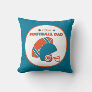 Football dad sports lovers orange blue vintage cushion