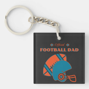 Football dad sports lovers orange blue vintage key ring