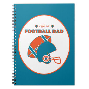 Football dad sports lovers orange blue vintage notebook
