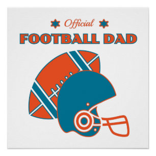 Football dad sports lovers orange blue vintage  poster