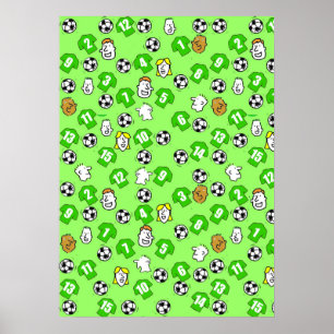 Football Design Wall Poster with Green Shirts