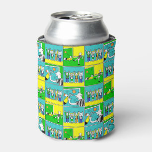 Football Design with players and cheering fans Can Cooler