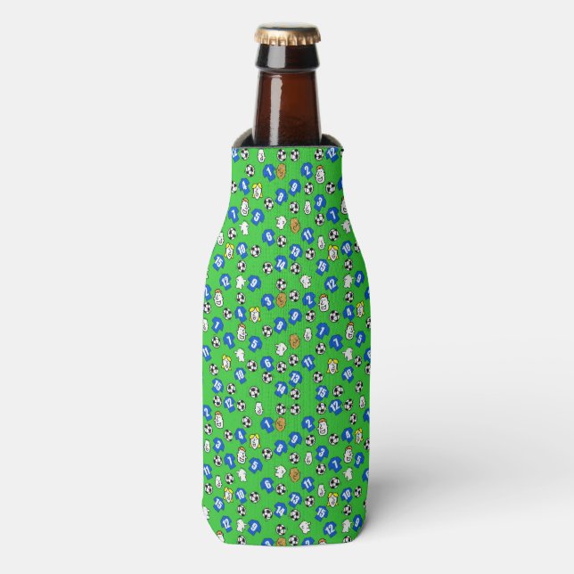 Football Design with shirts in blue Bottle Cooler (Bottle Front)