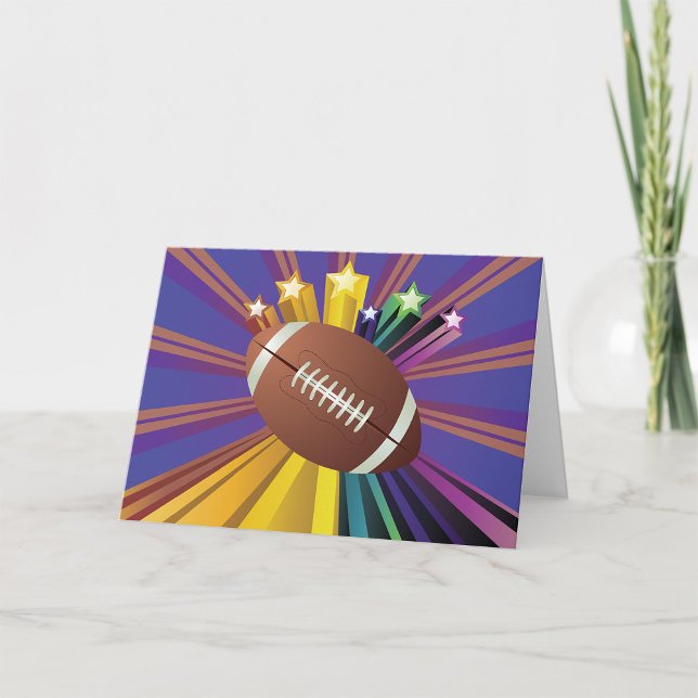 Football Design with Stars Vibrant Sports Fan Art  Card (Creator Uploaded)