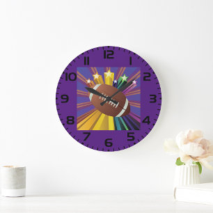 Football Design with Stars Vibrant Sports Fan Art Large Clock