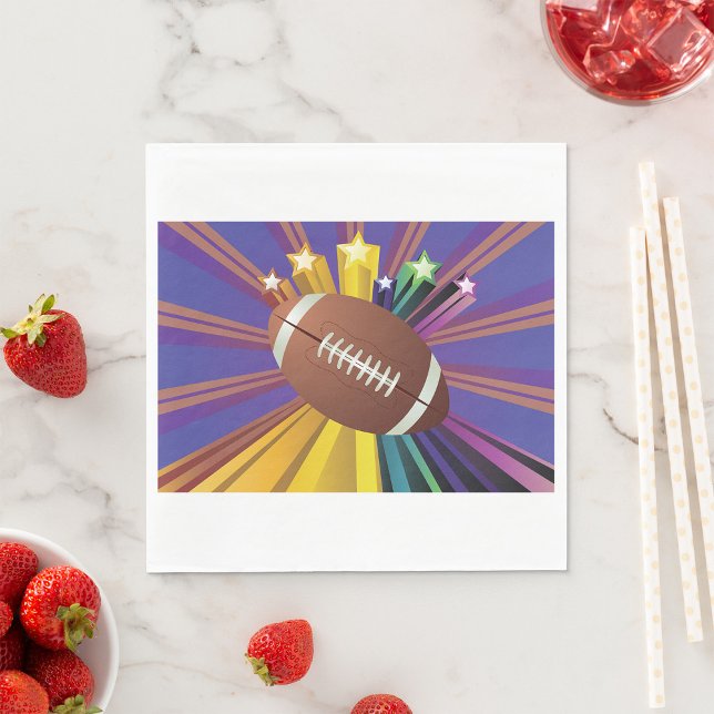 Football Design with Stars Vibrant Sports Fan Art  Napkin (Creator Uploaded)