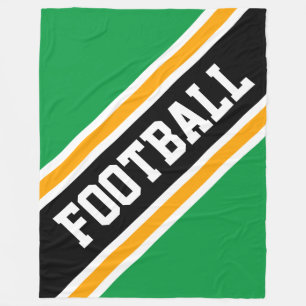 FOOTBALL Diagonal Green Black Yellow Stripes Fleece Blanket
