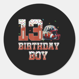 Football Drip 13th Birthday Party Boy Sport Fan 13 Classic Round Sticker