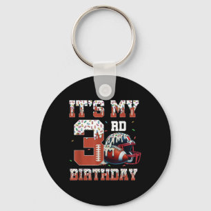 Football Drip 3rd Birthday Party Boy Sport Fan 3 Y Key Ring