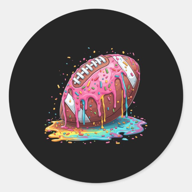 Football Drip For Lineman Wr Qb Rb Ice Cream Sprin Classic Round Sticker (Front)