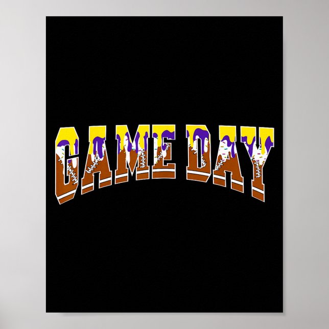 Football Drip Game Day Football Mum Go Cheer Purpl Poster (Front)