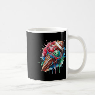 Football Drip Ice Cream Watercolor Cone With Sprin Coffee Mug