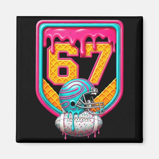 Football Drip Number 67 Football Player  Magnet (Front)