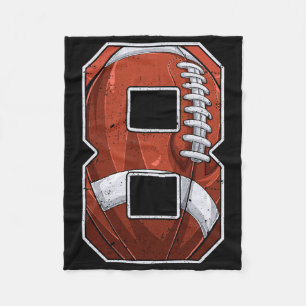 Football Eighth 8th Birthday Boy Eight 8 Years Old Fleece Blanket