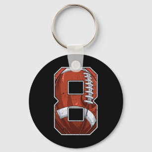 Football Eighth 8th Birthday Boy Eight 8 Years Old Key Ring