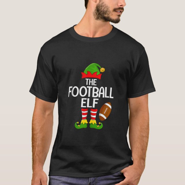 Football Elf Xmas Matching Family Elf Squad Christ T-Shirt (Front)