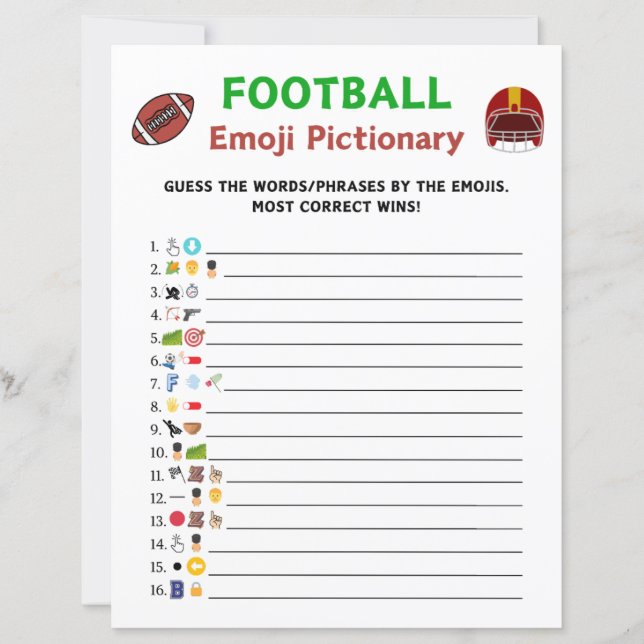Football Emoji Pictionary Game (Front)