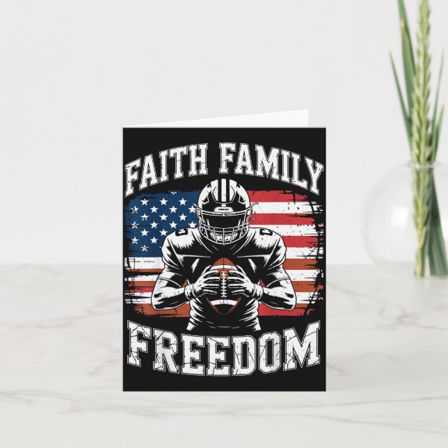 Football Faith Family Dom Patriotic Christian Foot Card (Front)