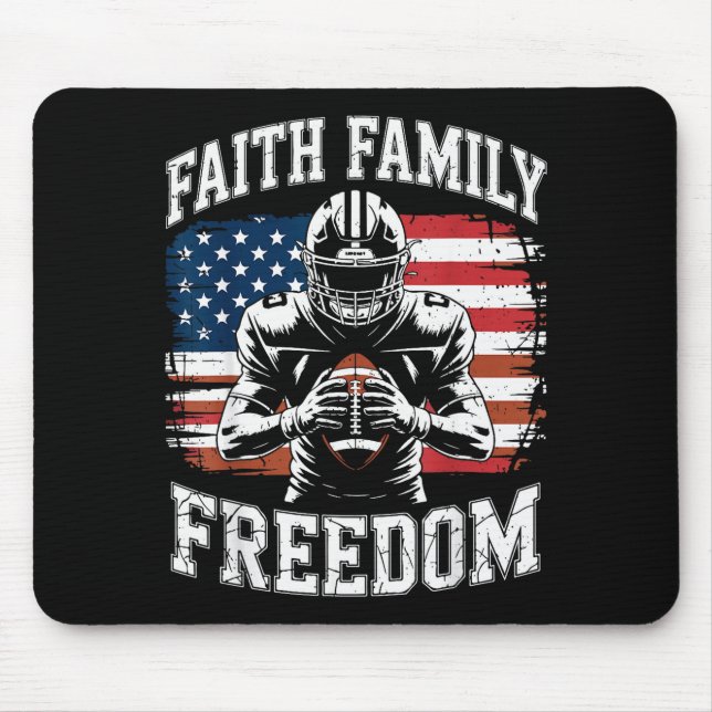 Football Faith Family Dom Patriotic Christian Foot Mouse Pad (Front)