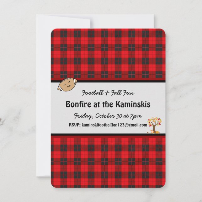 Football Fall Fun Bonfire Customisable Invitation  (Front)