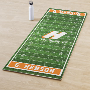 Football Fan   Custom Colour Monogram Orange Yoga Mat