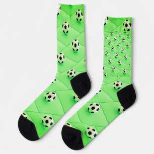 Football Fan Design with Green Background Socks
