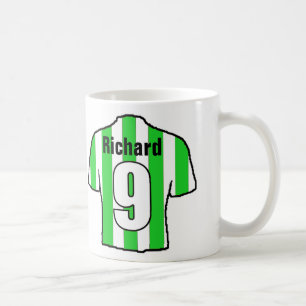 Football Fan Green & White Striped Soccer Shirt Coffee Mug