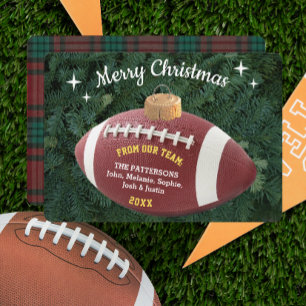 Football Fan Personalised Ornament Christmas Card