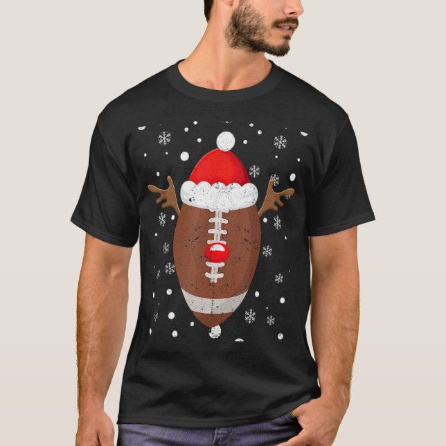 Football Fan Reindeer Antlers Christmas Xmas Elk T T-Shirt (Front)