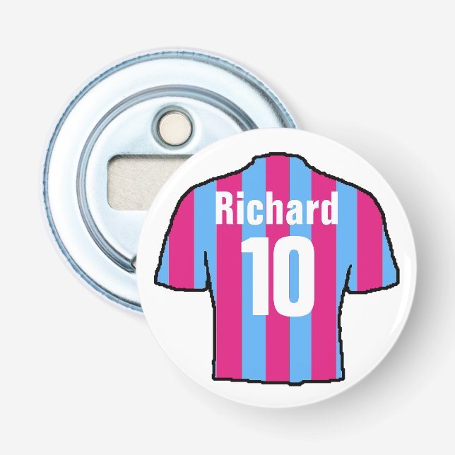 Football Fan Shirt to Personalize. Bottle Opener (Front)