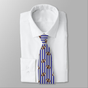 Football Fan Stripes Grey Navy Blue Tie