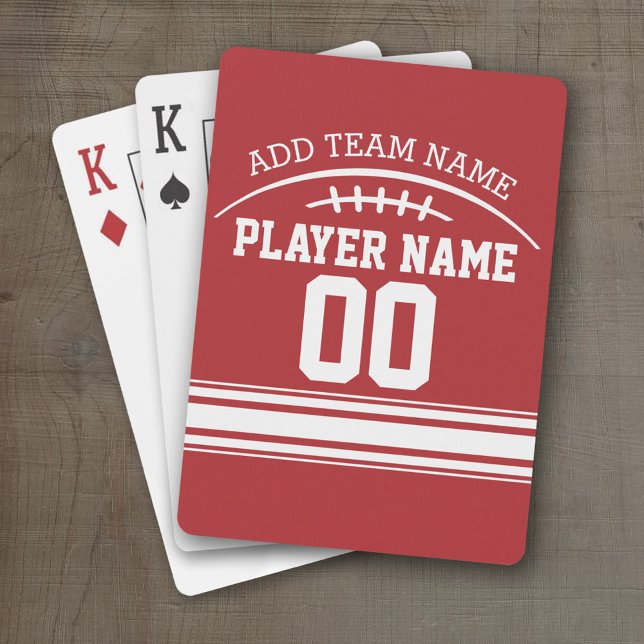 Football Fan with Custom Name and Number Playing Cards (Personalized Playing Cards - Football  Design)