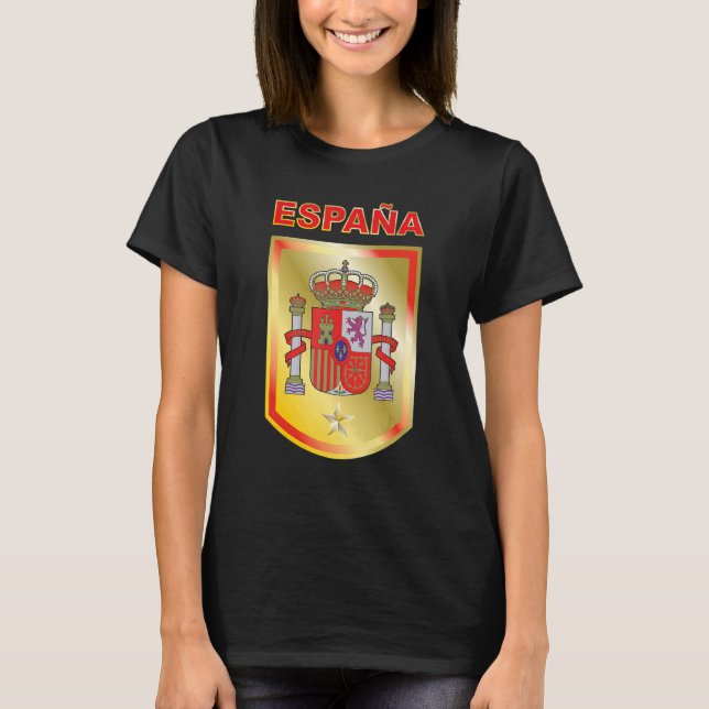 Football Fans Spain Flag Crest T-Shirt (Front)