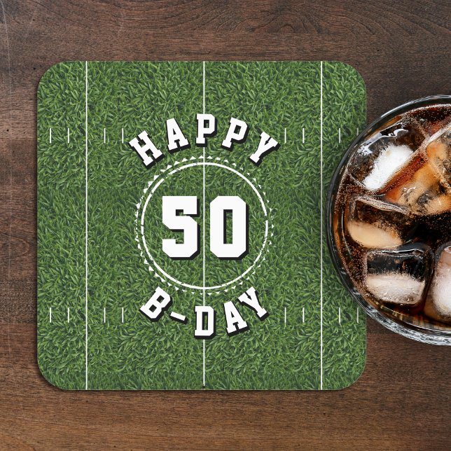 Football Field 50 Yard Line 50th Birthday Party Square Paper Coaster (Football Field 50 Yard Line 50th Birthday Party Square Paper Coaster
)