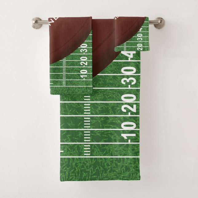 Football Field and Ball Design Bath Towel Set (Insitu)