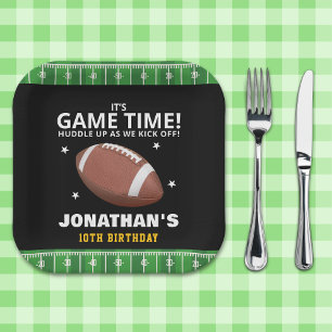 Football Field Birthday boy Paper Plate
