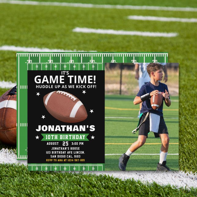  Football Field Birthday boy with Photo Invitation (Creator Uploaded)